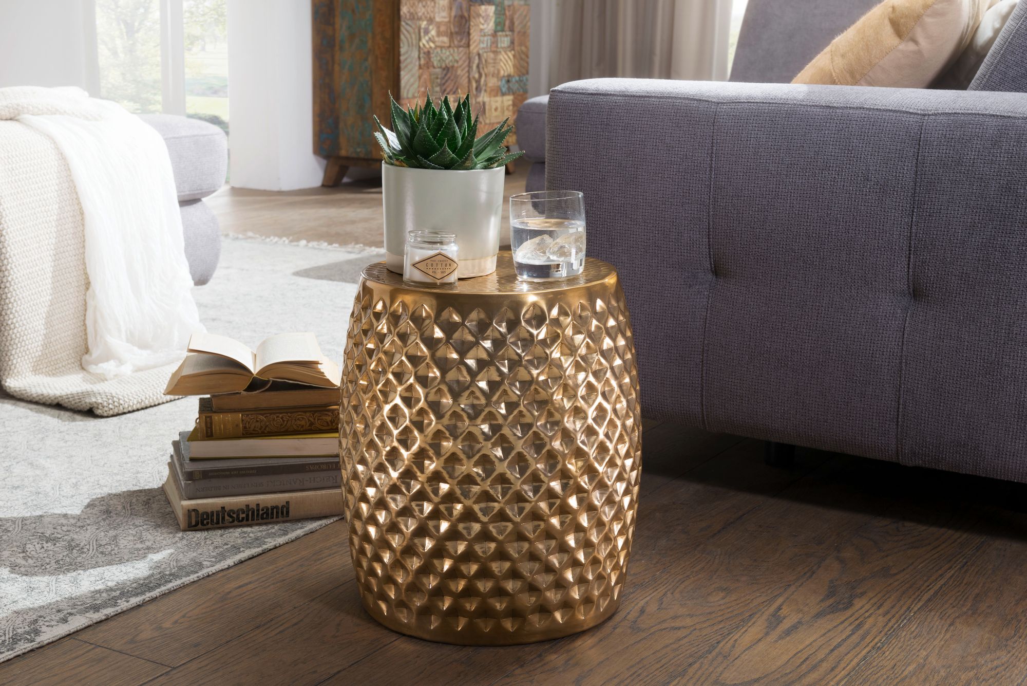 Beistelltisch Reykholt Aluminium Gold Ø 32 cm