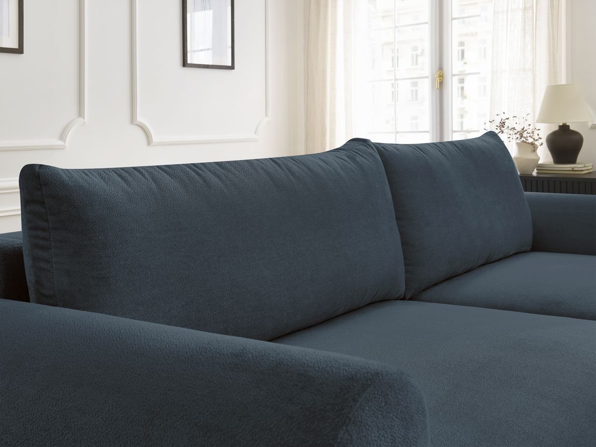 Bobochic Lucien Ecksofa mit Schlaffunktion und Bettkasten 314 × 167 cm Stoff Dunkelblau Ecke rechts