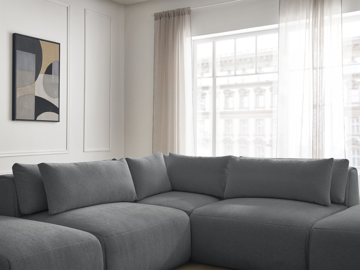 Bobochic Jana Ecksofa Melange-Stoff Dunkelgrau