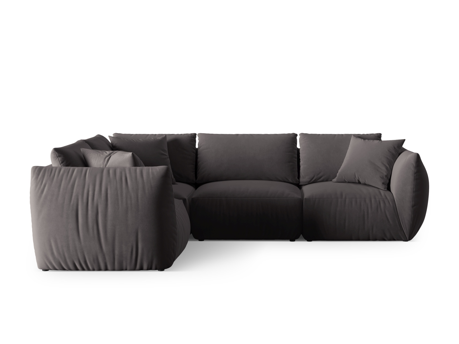 Micadoni Ecksofa Chris 4-Sitzer Links Samt Dunkelgrau