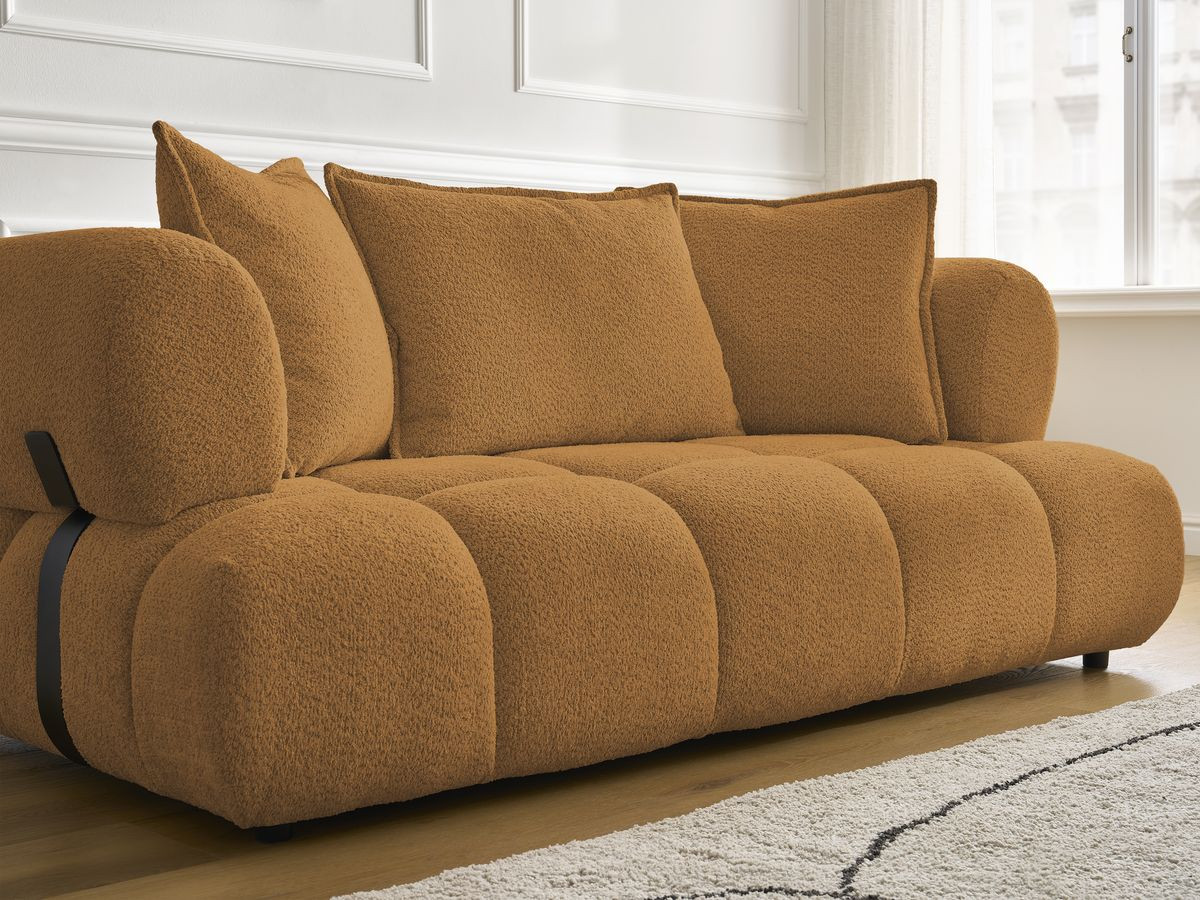 Bobochic Alya Sofa 2-Sitzer Bouclé-Stoff Gelb