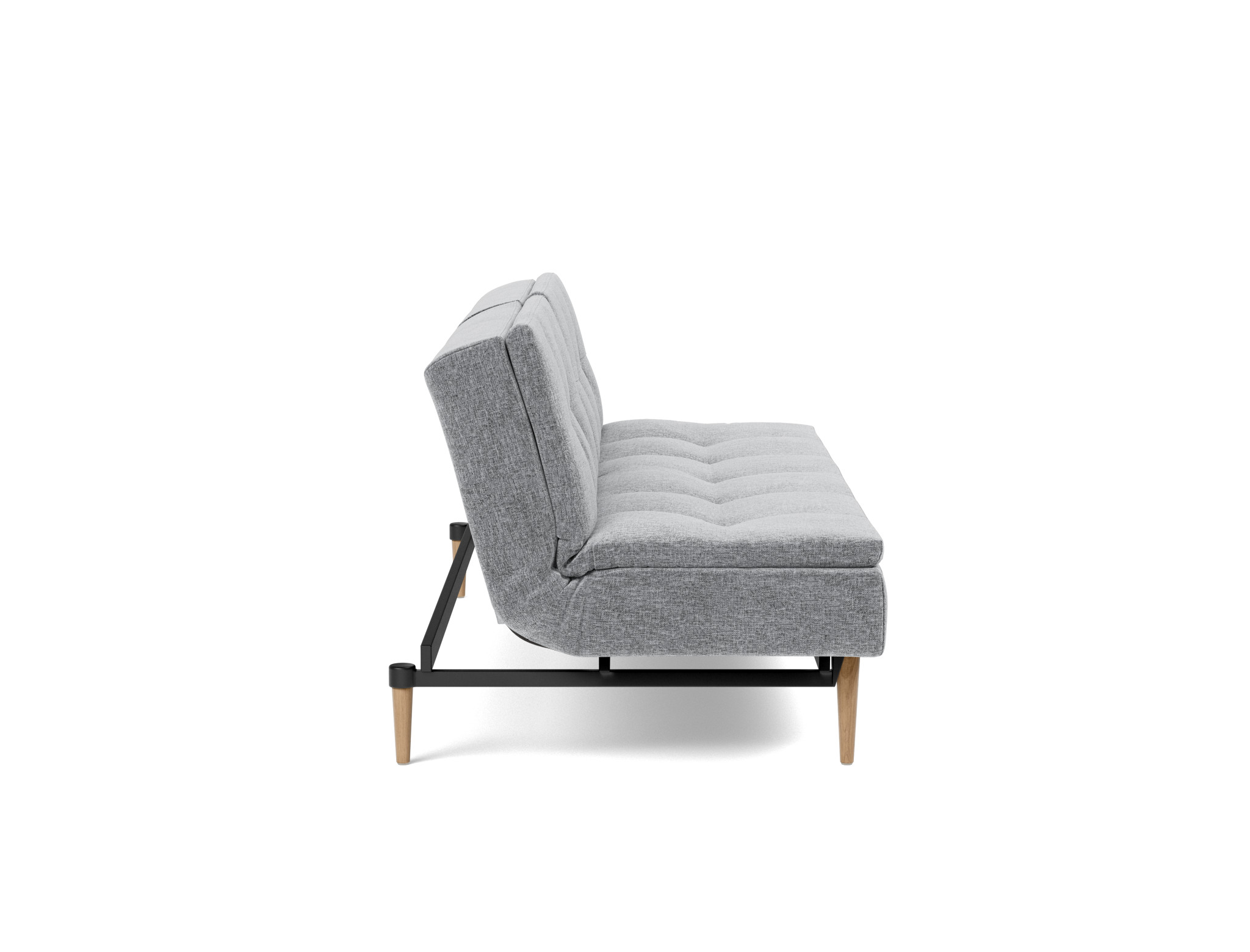 Schlafsofa Dublexo Strukturierter Stoff Twist 565-Granite Beine Styletto Eiche hell