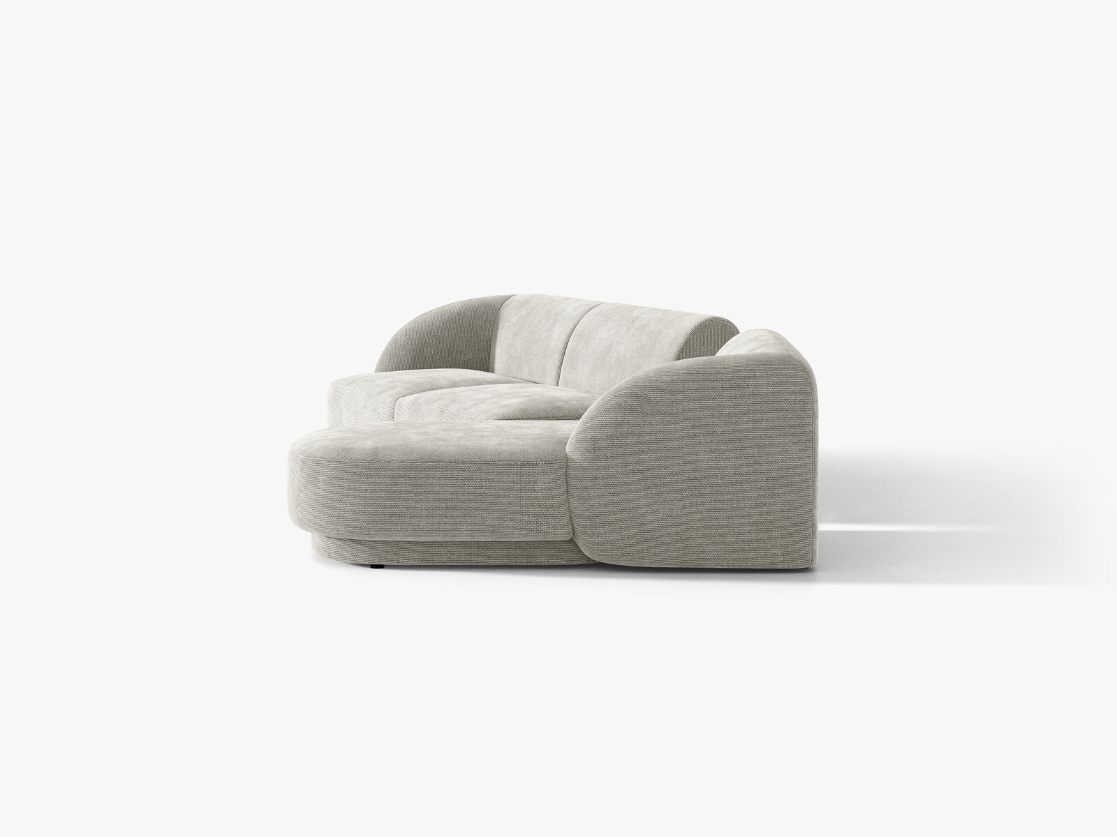 Micadoni Modulares Sofa Miley mit Recamiere 3-Sitzer Rechts Chenille Haga Hellgrau