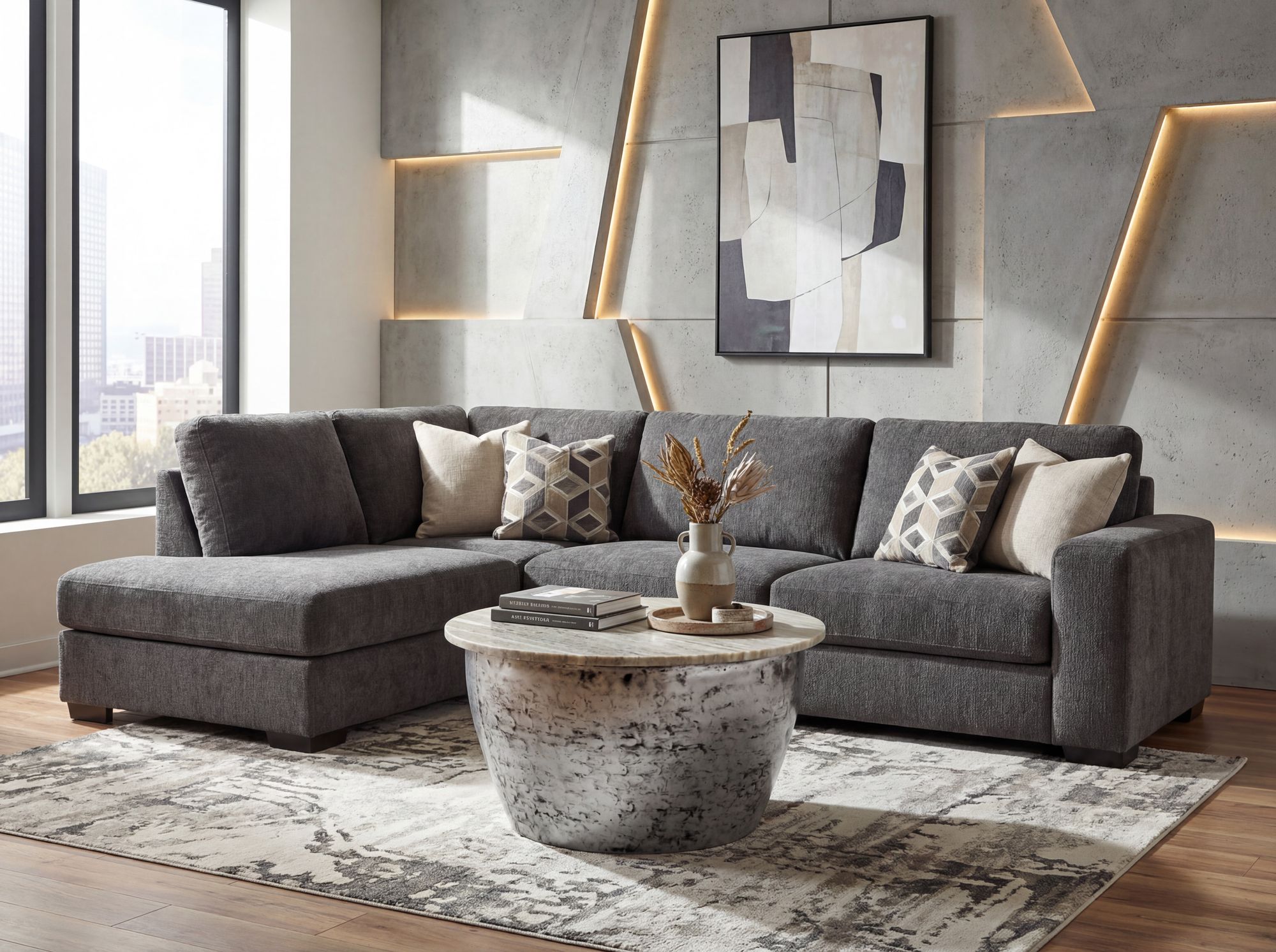 Couchtisch Kirkja Marmor Silber Ø 60 cm
