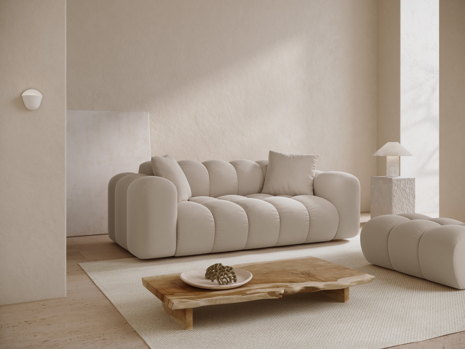 Cosmopolitan Design Sofa Treno 3-Sitzer Samt Bluvel Dunkelbeige