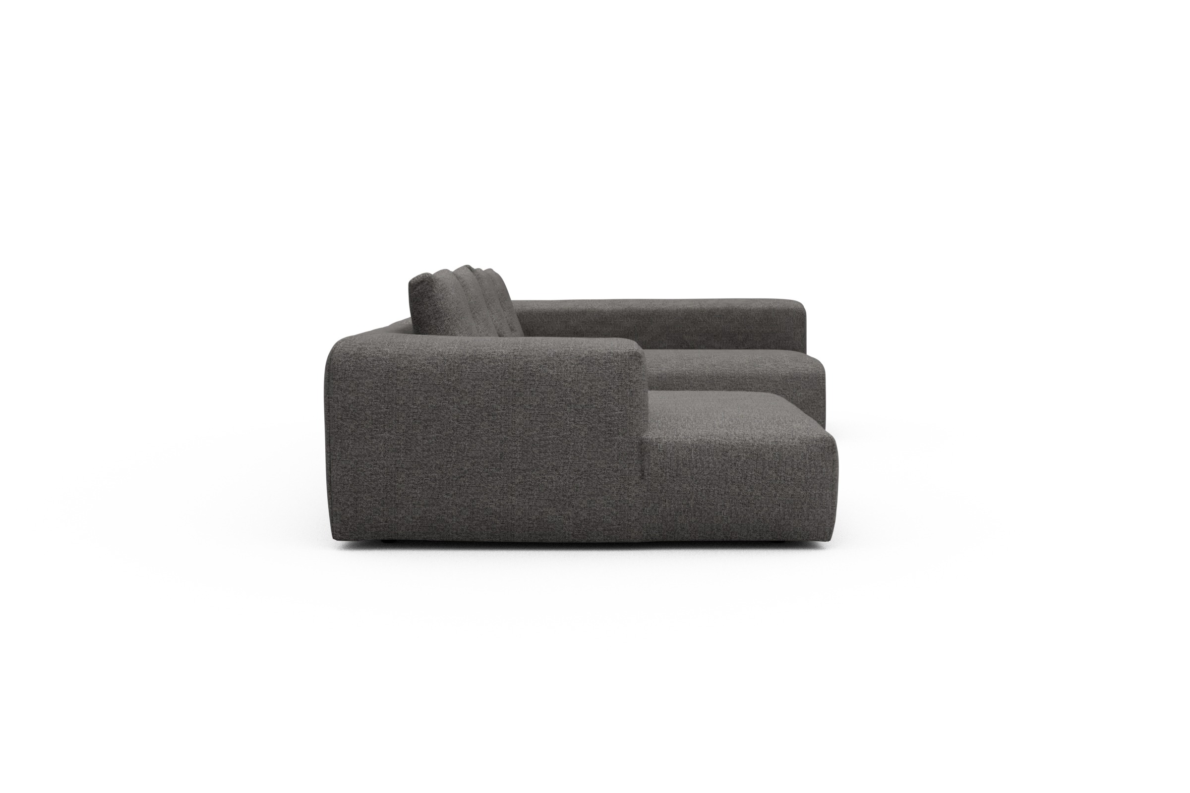 Wohnlandschaft Fred Chaiselongue links mit 2-Sitzer und lange Armlehne rechts Carreno-Salt-and-Pepper
