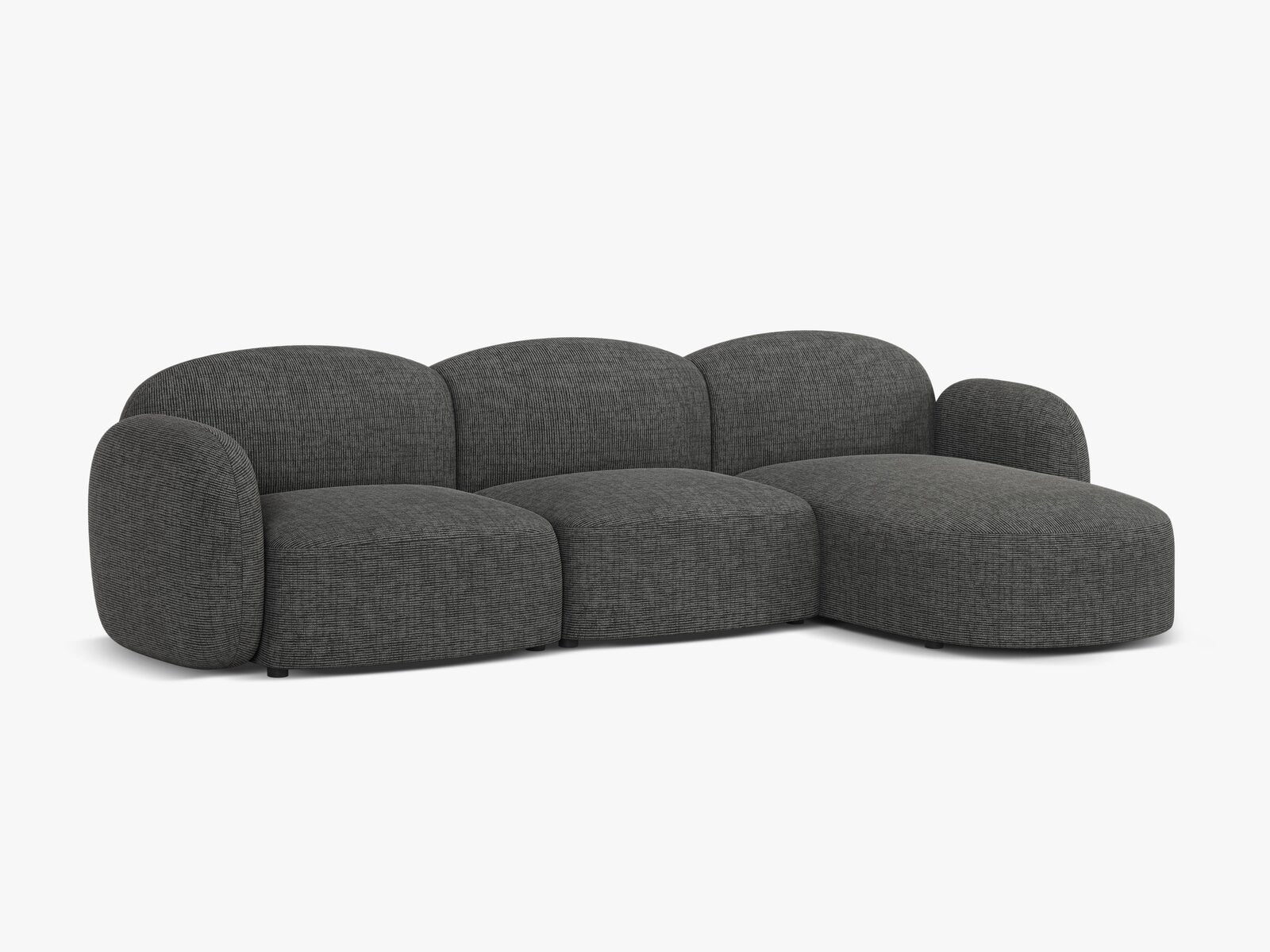 Micadoni Ecksofa Blair 4-Sitzer Rechts Strukturierter Stoff Baltimore Grau Melange