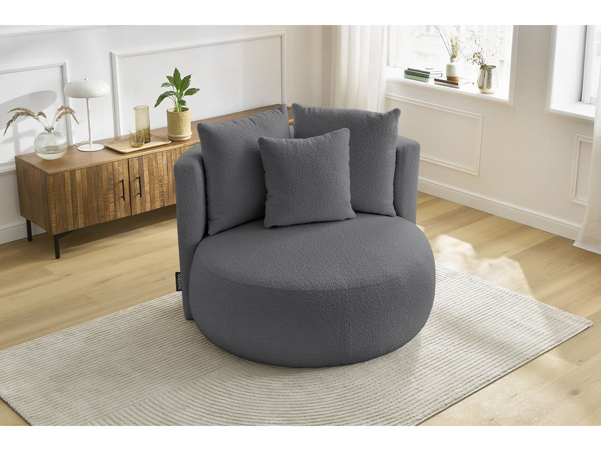Bobochic Cesar Sessel Bouclé-Stoff Dunkelgrau