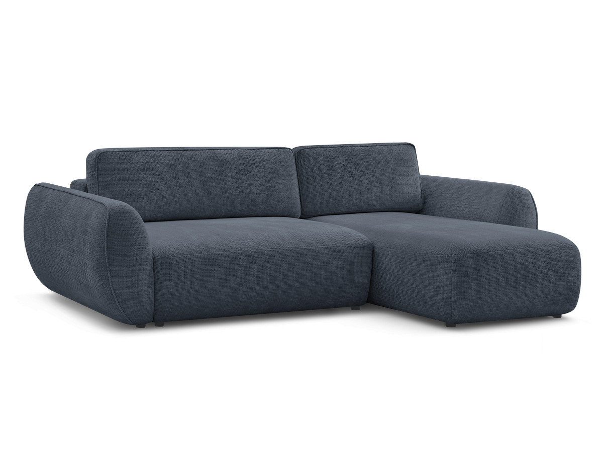 Bobochic Denise Ecksofa mit Schlaffunktion und Bettkasten 258 × 160 cm Strukturstoff Dunkelblau Ecke rechts