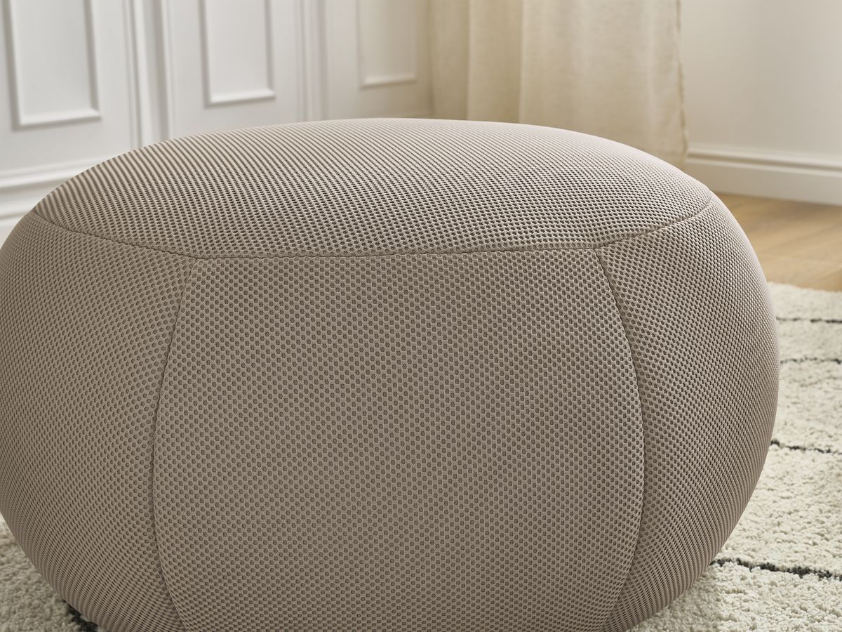 Bobochic Hayden Pouf, rund Mesh-Stoff Taupe, 76 cm