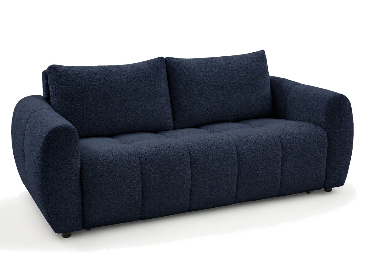 Bobochic Fuji Schlafsofa 3-Sitzer Bouclé-Stoff Dunkelblau