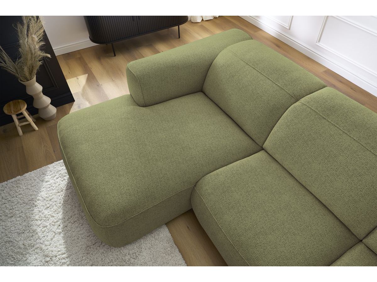 Bobochic William Ecksofa Melange-Stoff Grün Ecke links