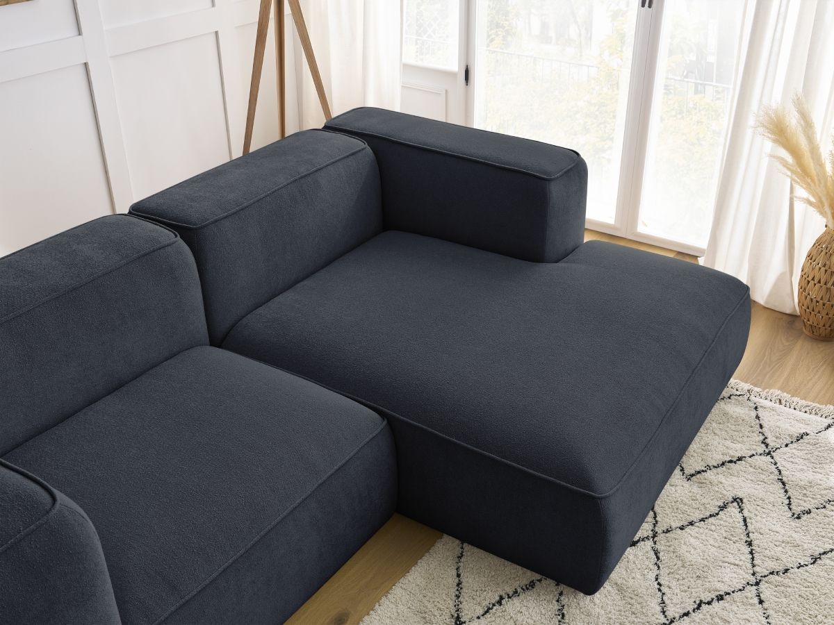 Bobochic Zephyr Ecksofa 260 × 165 cm Strukturstoff Dunkelblau Ecke rechts