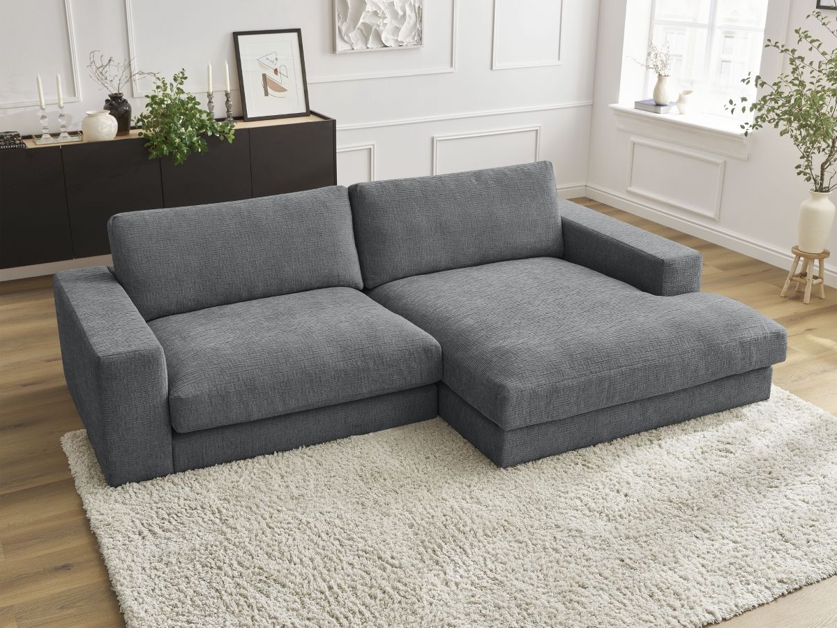Bobochic Leonard Ecksofa 234 × 159 cm Strukturstoff Dunkelgrau Ecke rechts