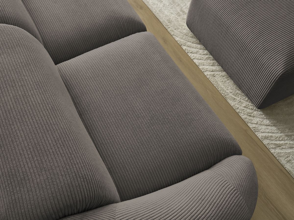 Bobochic Tina Sofa 4-Sitzer mit Pouf Cordsamt Taupe