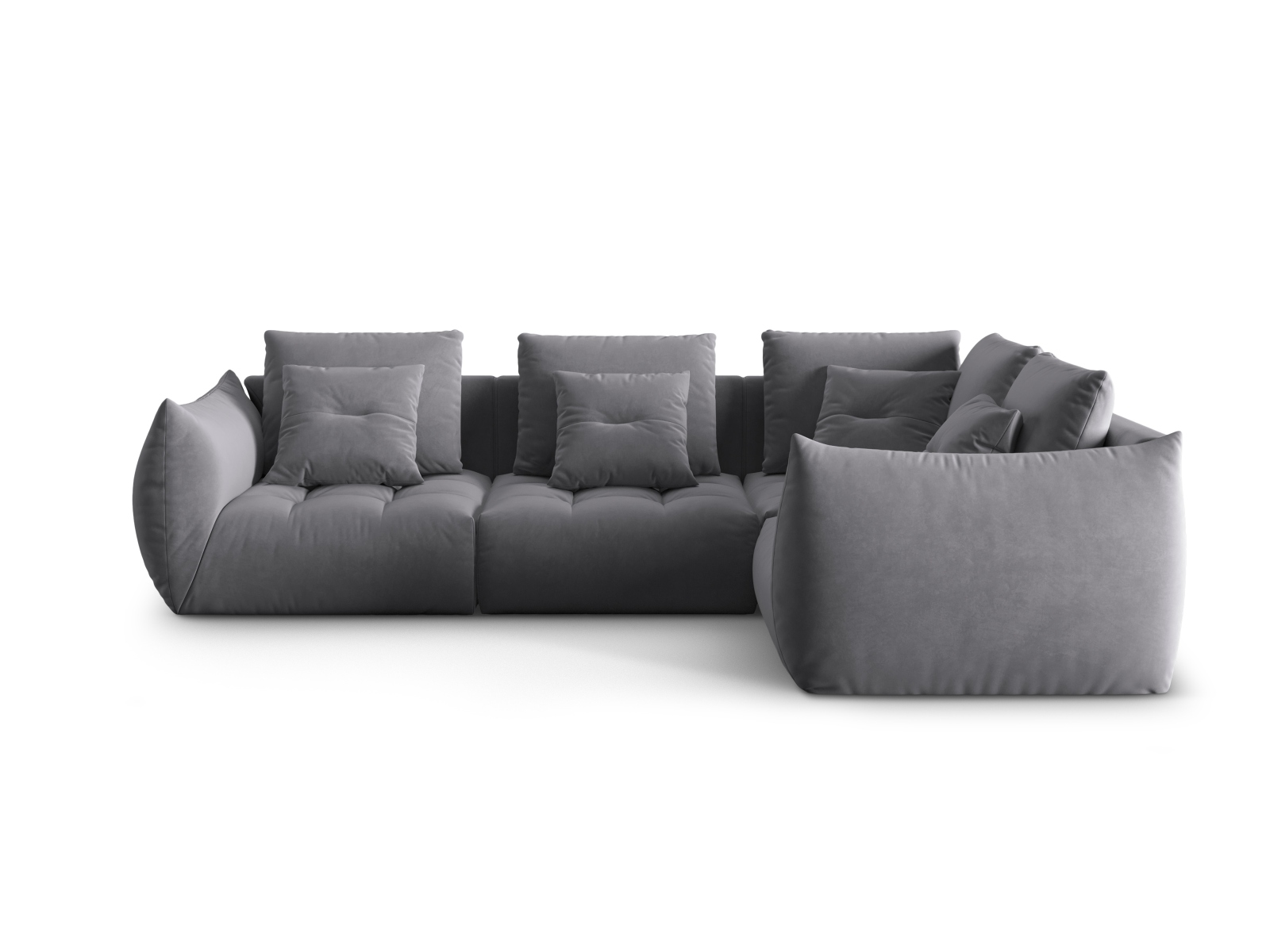 Micadoni Ecksofa Bloom 4-Sitzer Rechts Samt Dunkelgrau