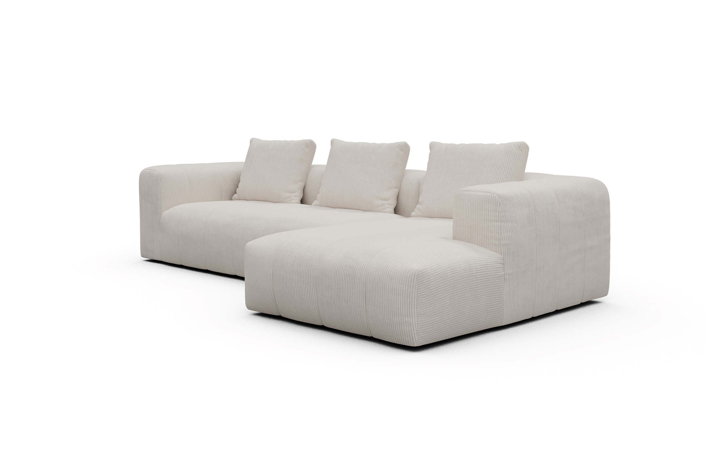Ecksofa Hugo 2,5-Sitzer Armlehne links mit Chaiselongue Corduroy-Ivory