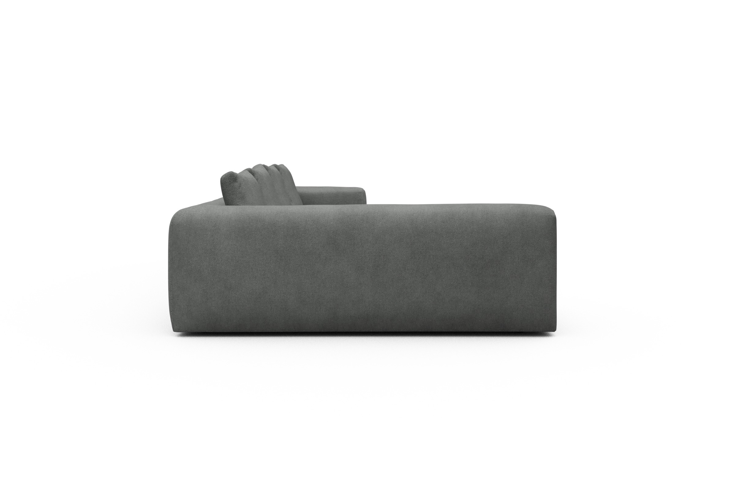 Wohnlandschaft Fred Chaiselongue rechts mit 2-Sitzer und lange Armlehne links Boucle-Ash-Grey