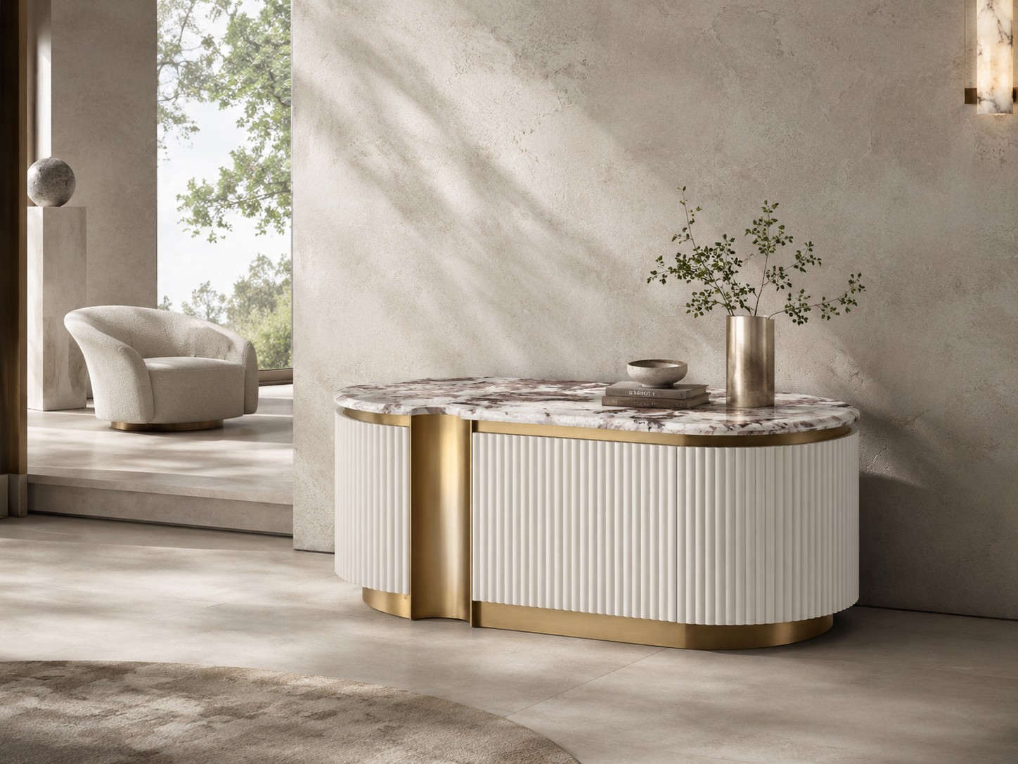 Livin Hill Couchtisch Stilig 122 × 60 × 45 cm Ecru-Weiß, Platte Taupe/Kühles Dunkelbraun