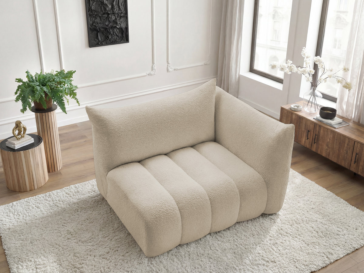 Bobochic Azra Sofamodul 2-Sitzer 143 × 112 cm Bouclé-Stoff Beige Ecke rechts