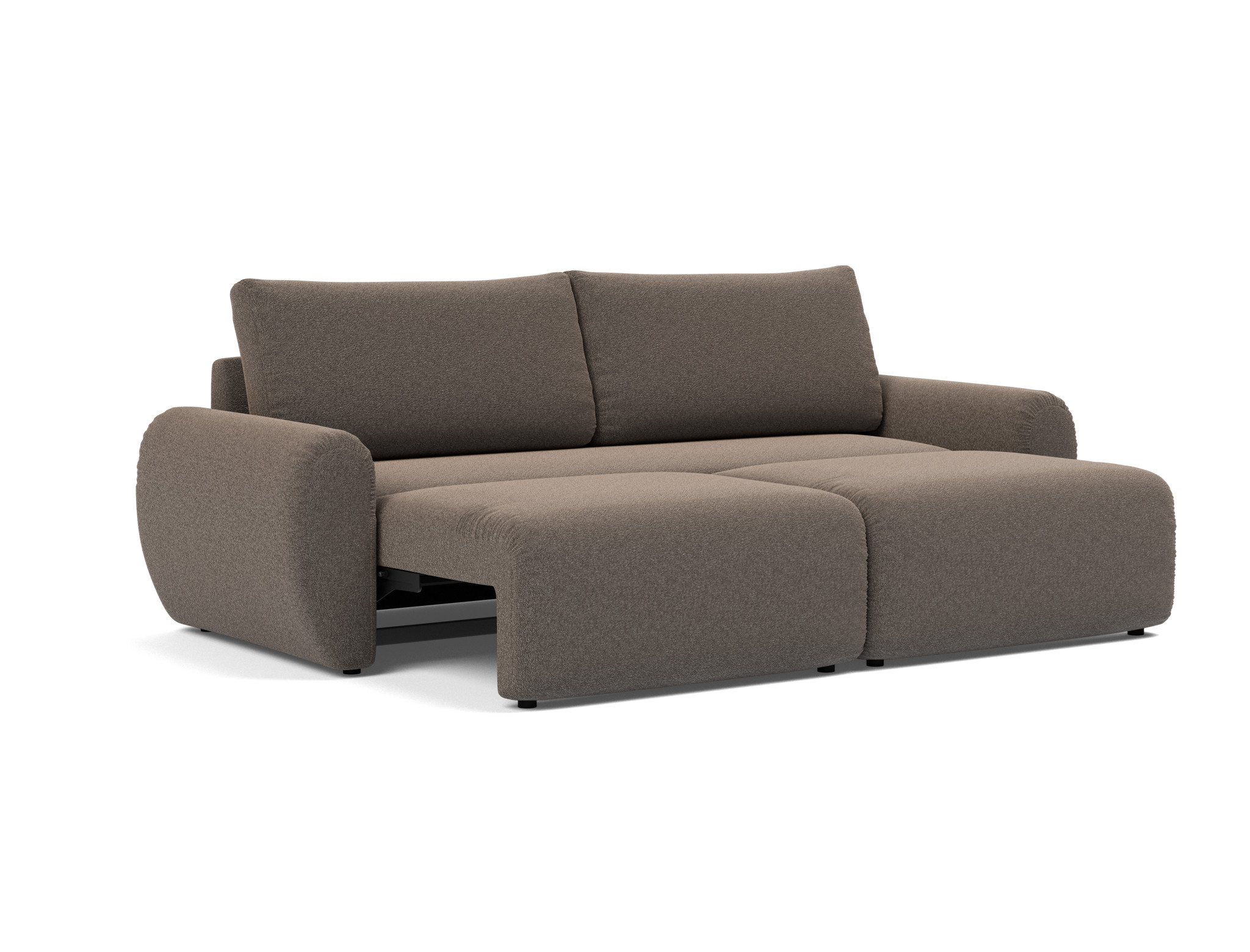 Schlafsofa Norum mit Curve-Armlehnen Boucle Skandi 530-Taupe