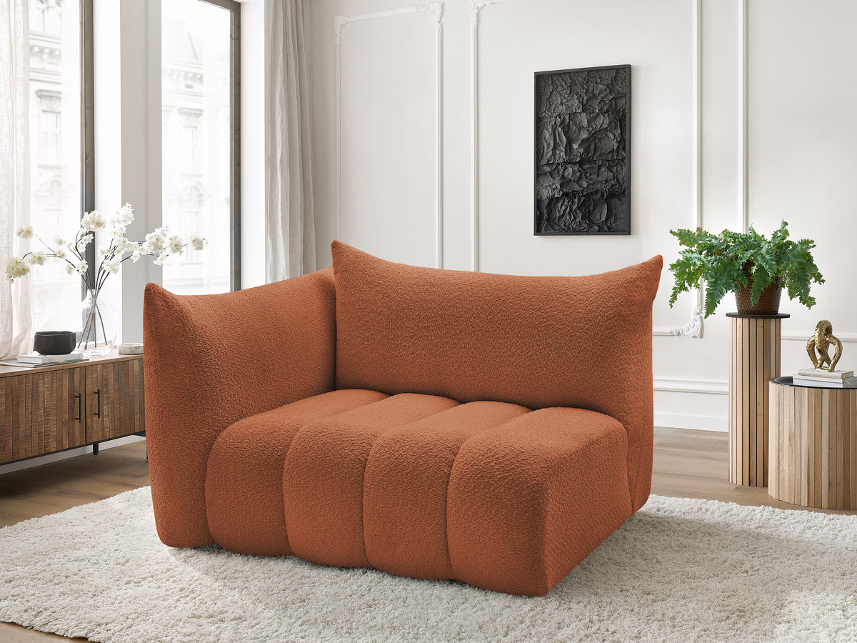 Bobochic Azra Sofamodul 2-Sitzer 143 × 112 cm Bouclé-Stoff Orange Ecke links