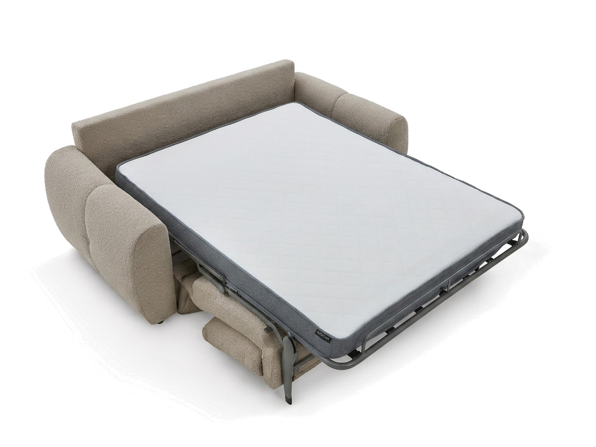 Bobochic Fuji Schlafsofa 3-Sitzer Bouclé-Stoff Beige