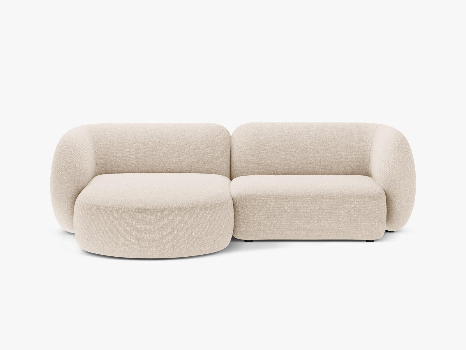 Micadoni Ecksofa Kate 2-Sitzer Links Strukturierter Stoff Hellbeige Melange