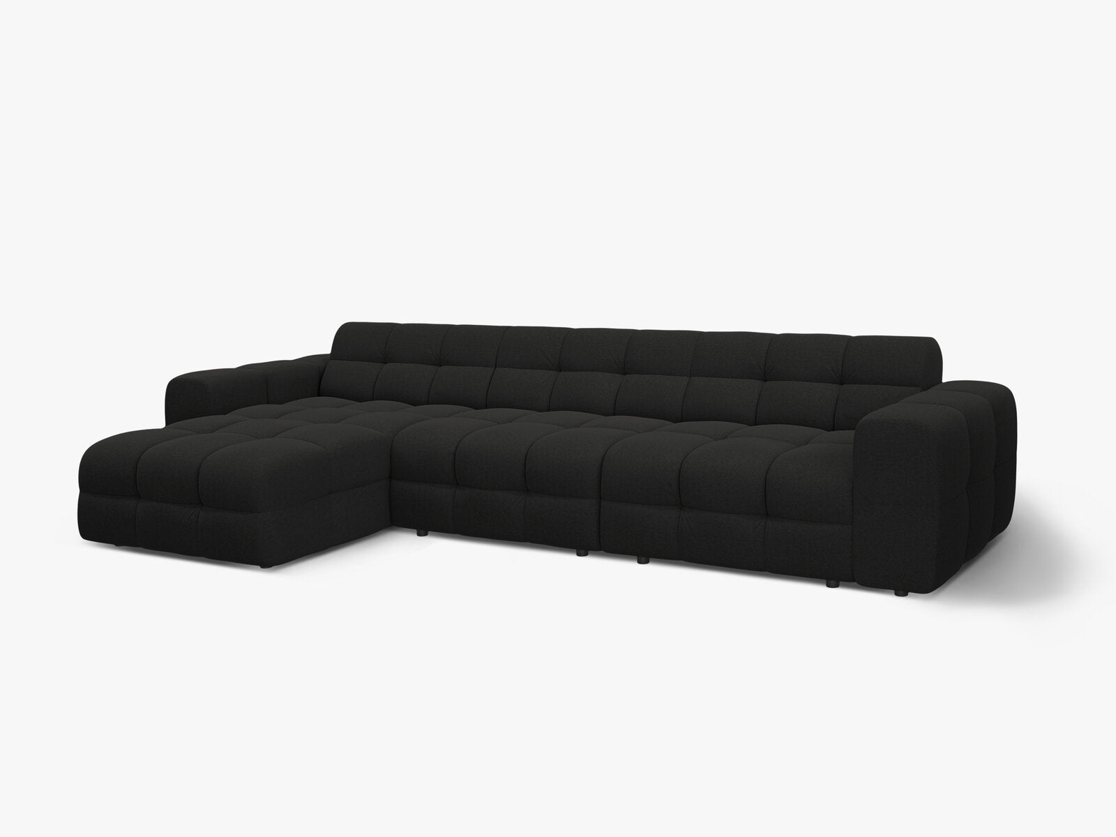 Micadoni Ecksofa Kendal 5-Sitzer Links Strukturierter Stoff Schwarz