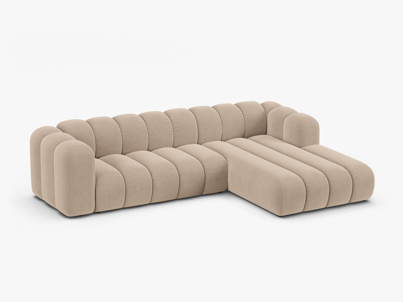 Micadoni Modulares Ecksofa Lupine 4-Sitzer Samt Venus Beige Rechts