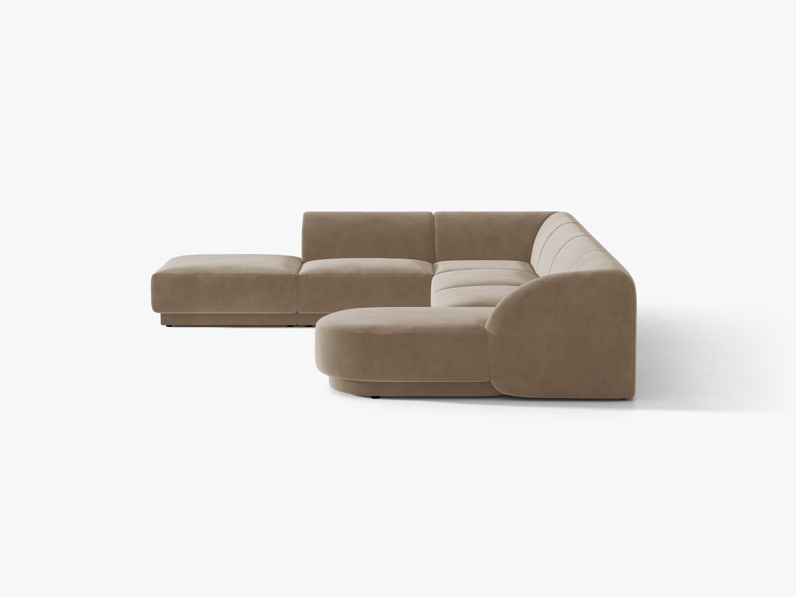 Micadoni Panorama-Ecksofa Miley 6-Sitzer Links Samt Bluvel Cappuccino