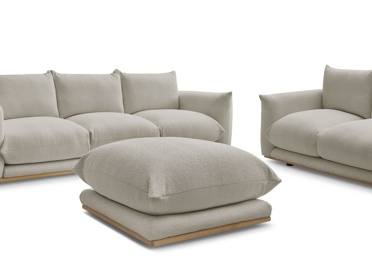 Bobochic Ernest Sofa 5-Sitzer mit Pouf Bouclé-Stoff Taupe