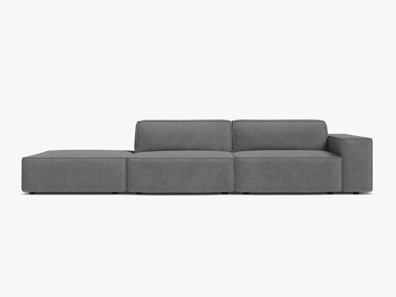Micadoni Sofa Jodie 3-Sitzer Links Strukturierter Stoff Liberty Grau