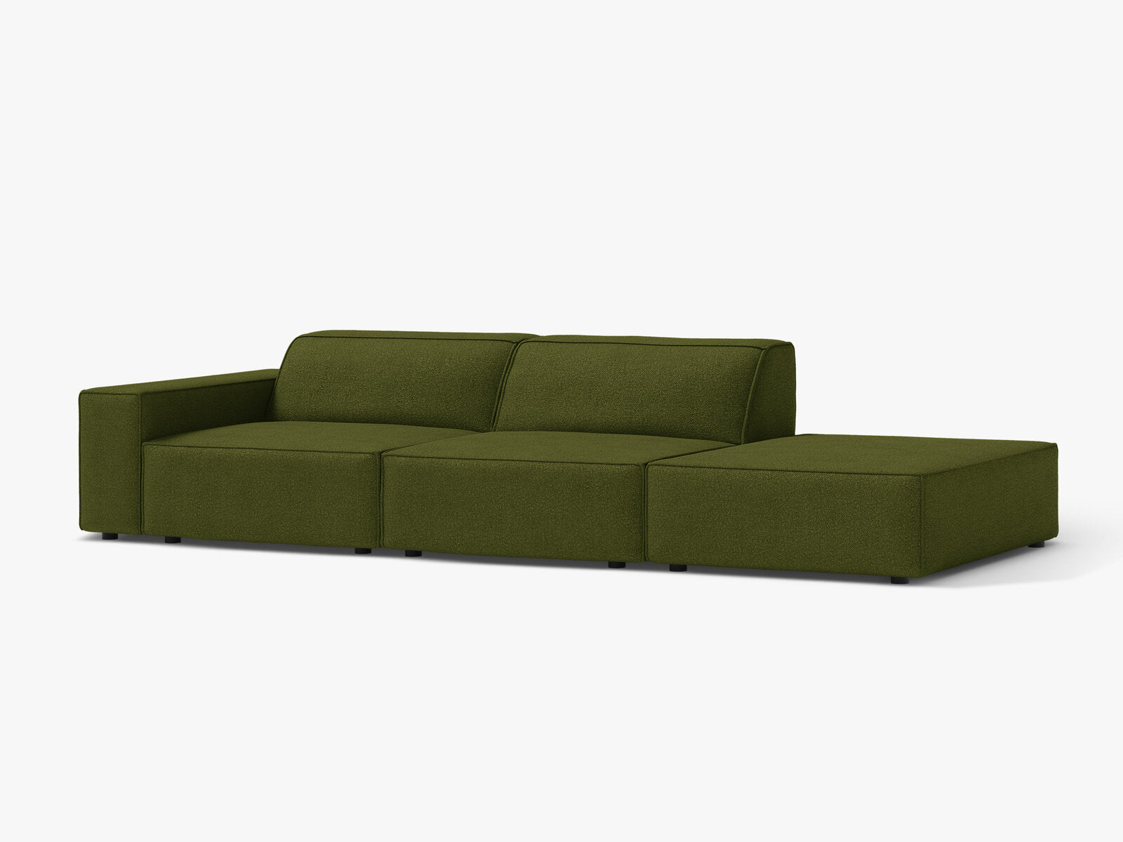 Micadoni Sofa Jodie 3-Sitzer Rechts Boucle Baloo Dunkel-Olivgrün