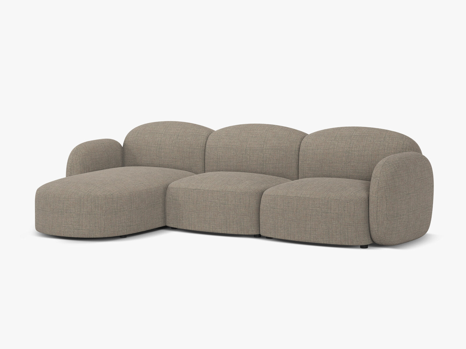 Micadoni Ecksofa Blair 4-Sitzer Links Strukturierter Stoff Baltimore Grau Braun Melange
