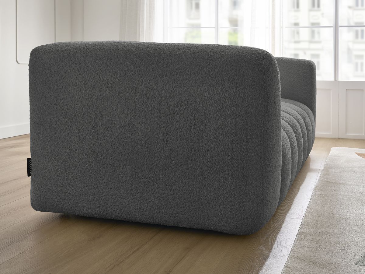 Bobochic Talia Sofa 3-Sitzer Bouclé-Stoff Dunkelgrau