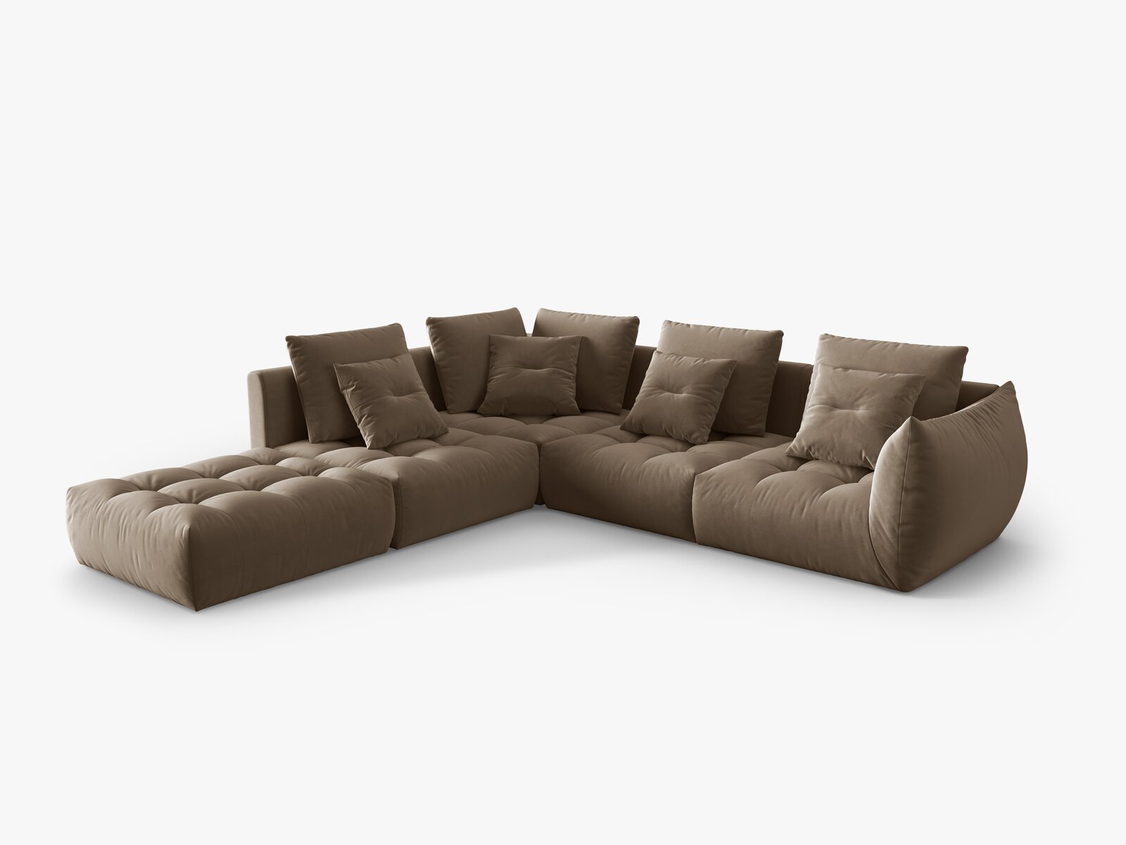 Micadoni Ecksofa Bloom 5-Sitzer Links Samt Hellbraun