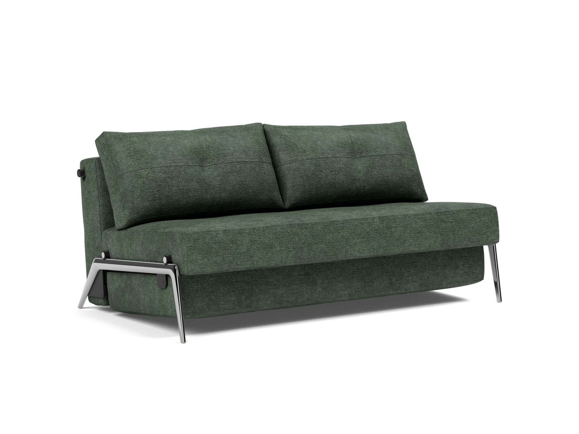 Schlafsofa Cubed 160 Flachgewebe Avella 281-Pine-Green Beine Aluminium