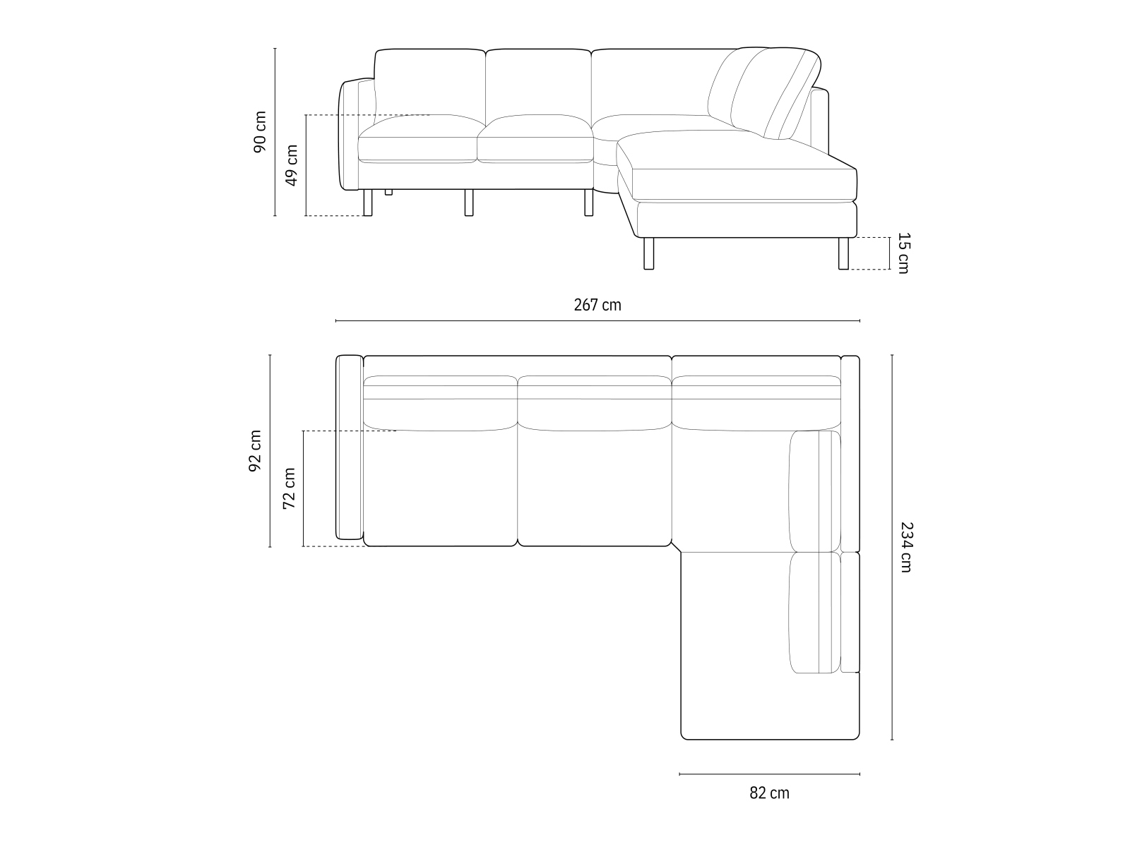 Micadoni Symmetrisches Ecksofa Eden 4-Sitzer Rechts Samt Warmes Grau