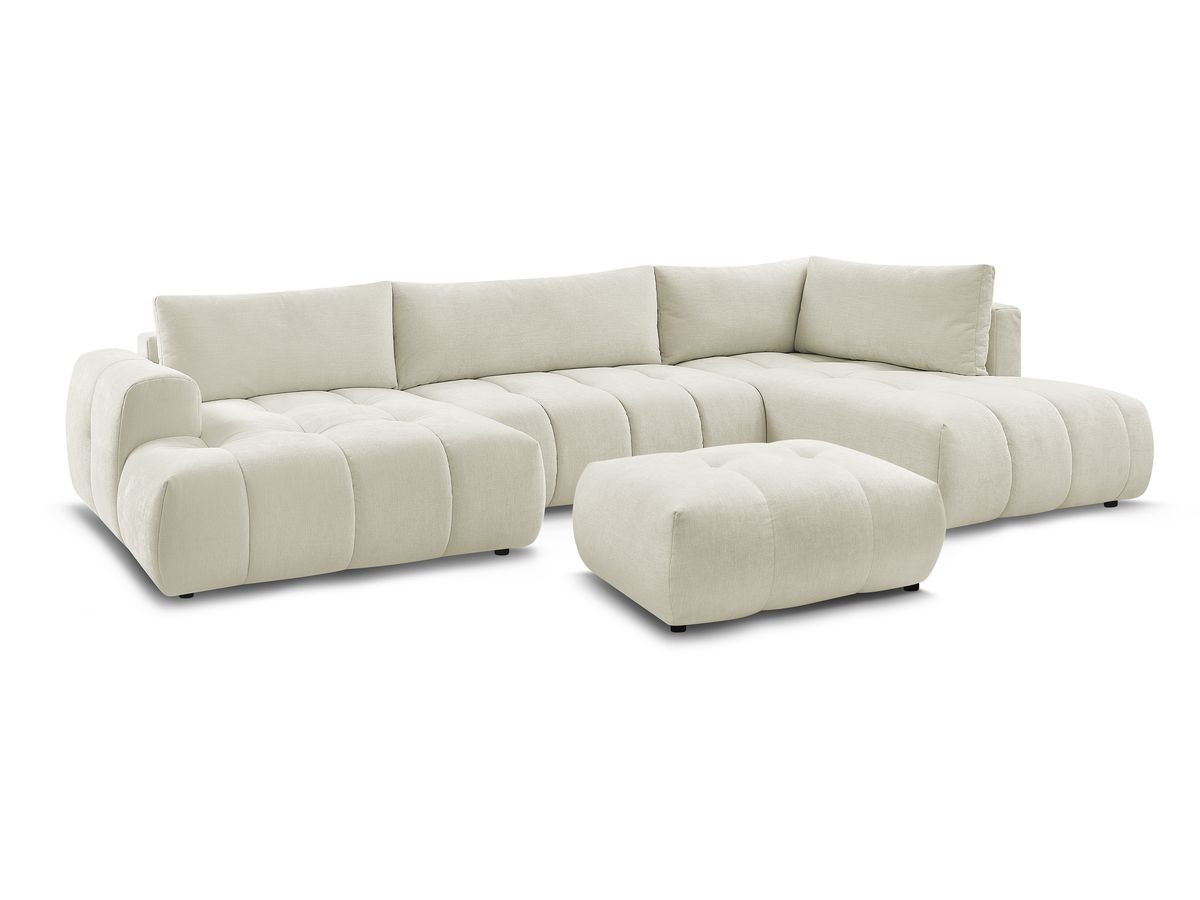 Bobochic Fuji Wohnlandschaft mit Pouf Stoff Beige Ecke links