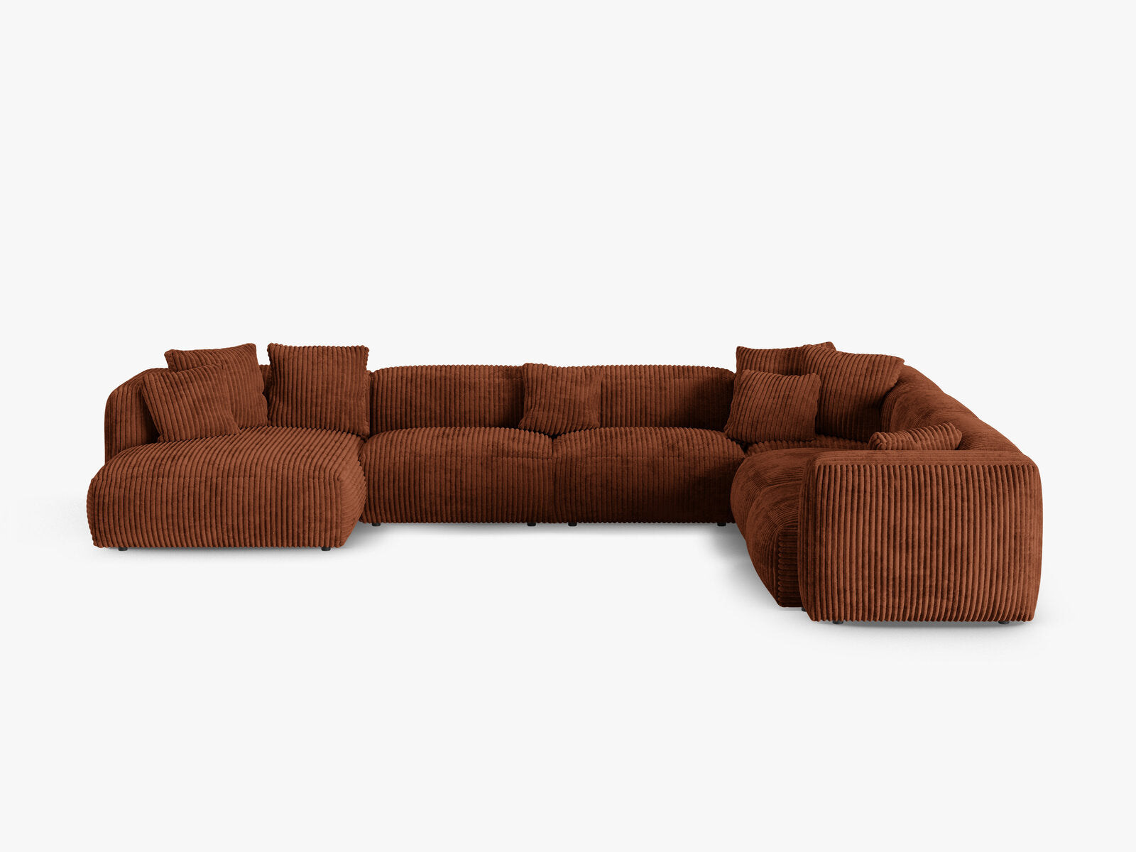 Micadoni modulares Ecksofa XL Martina 6-Sitzer 90cm Sitztiefe Rechts Kord Tilia Ziegel