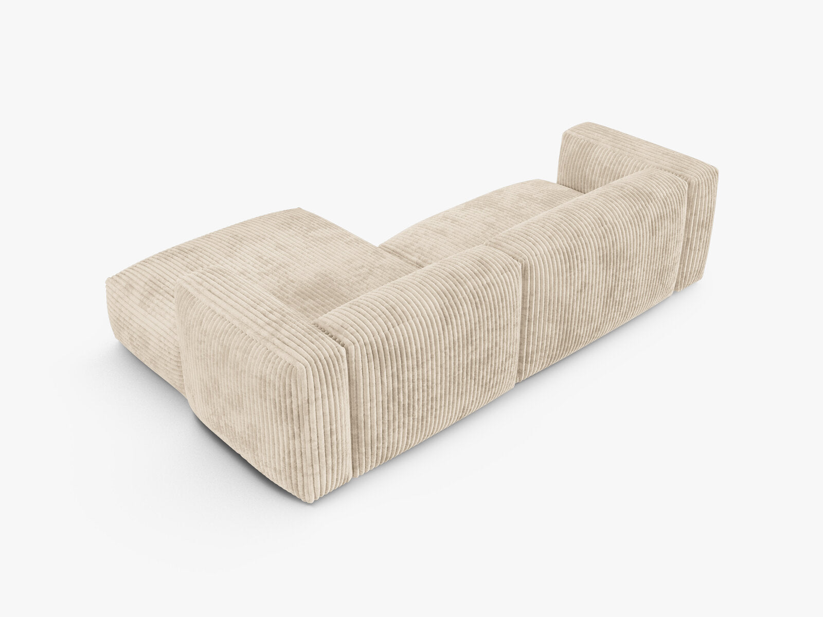 Micadoni Ecksofa Martina 2-Sitzer 90cm Sitztiefe Rechts Kord Tilia Helles Beige