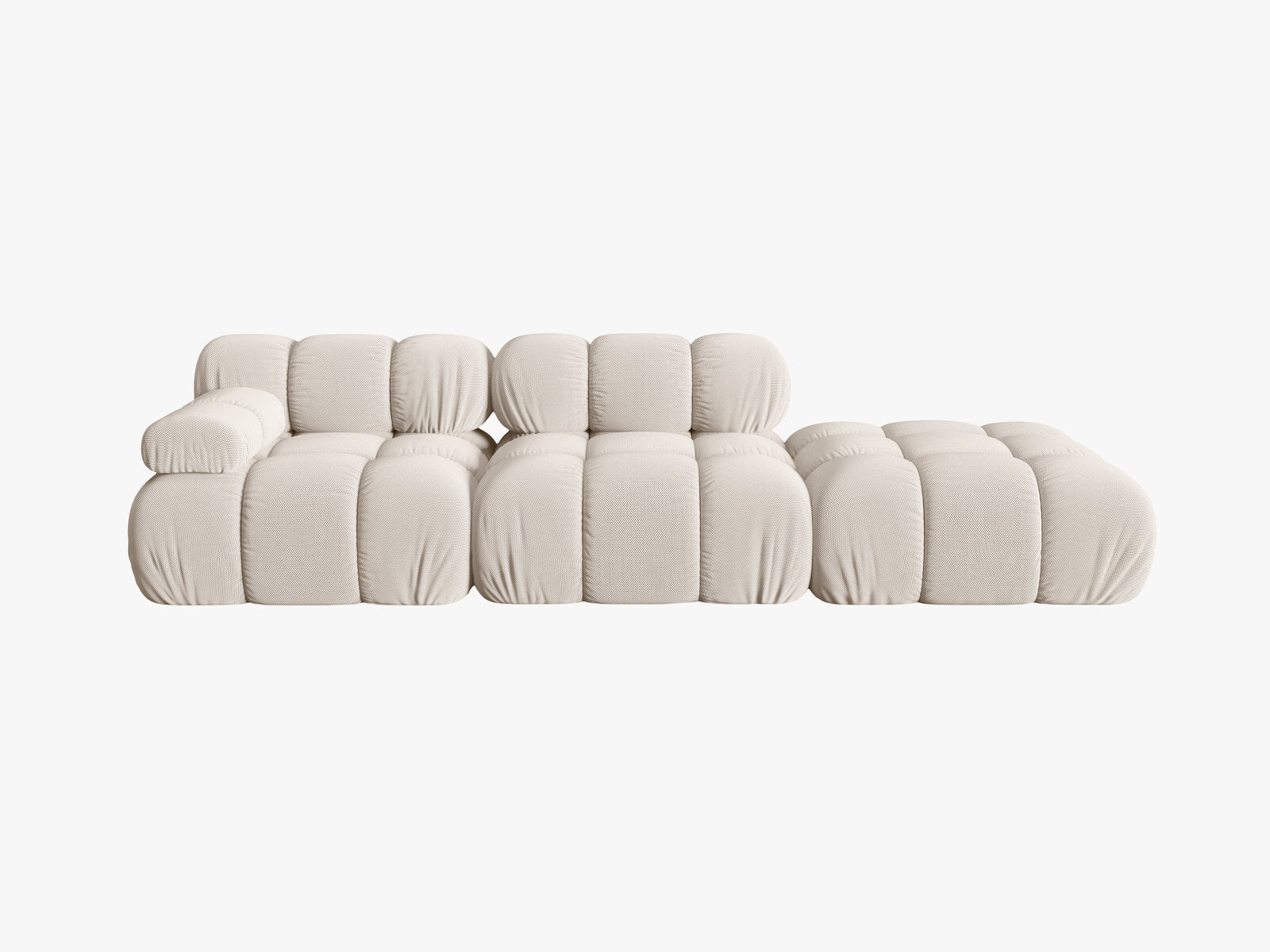 Micadoni Modulares Sofa Bellis 4-Sitzer Rechts 3D-Stoff Sonic Helles Beige