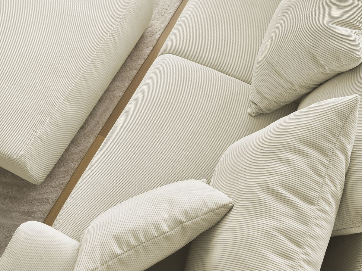 Bobochic Sidonie Sofa 4-Sitzer mit Pouf Cordsamt Beige