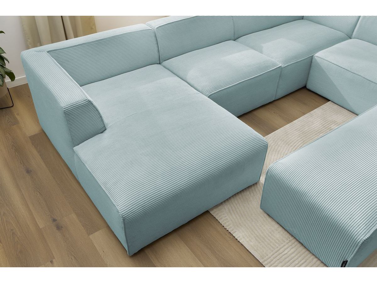 Bobochic Megeve Wohnlandschaft mit Pouf Cordsamt Hellblau Ecke links