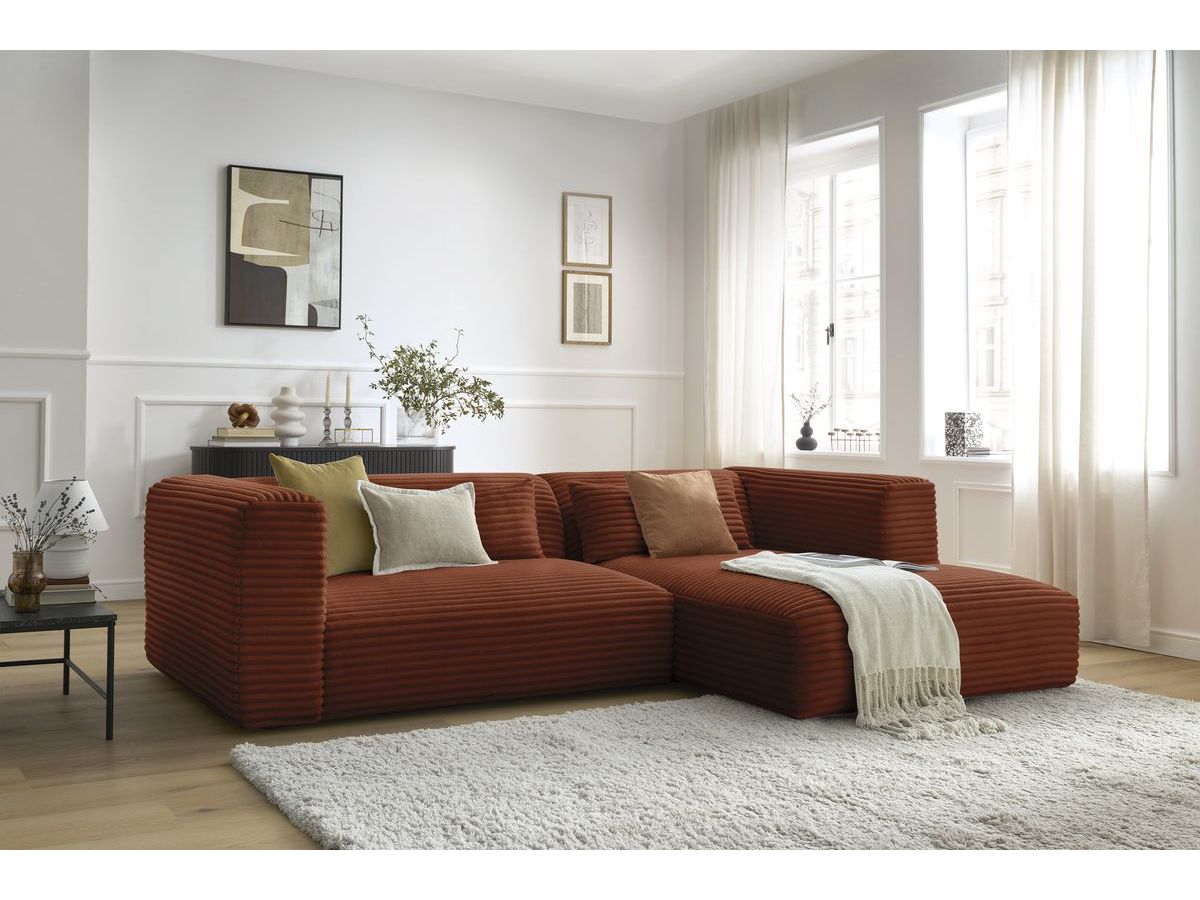 Bobochic Harry Ecksofa Breitcord weich Orange Ecke rechts
