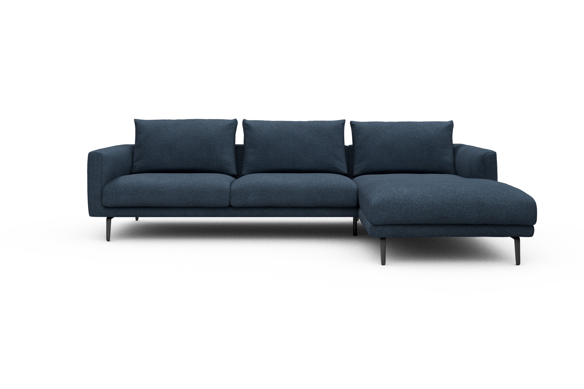 Skandi Home Ecksofa Karl Chaiselongue rechts mit 2,5-Sitzer Boucle-Blue moebelfaktor