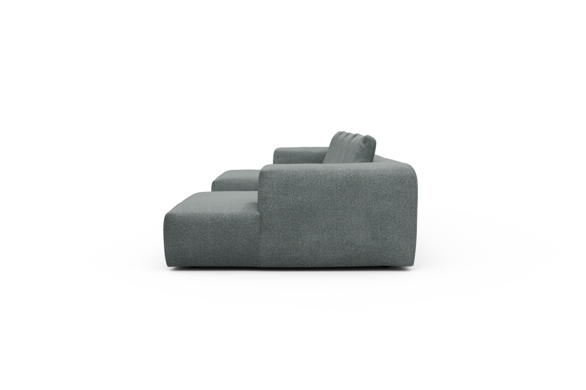 Wohnlandschaft Fred mit 2-Sitzer und Chaiselongue beidseitig Casone-Light-Mixed-Green