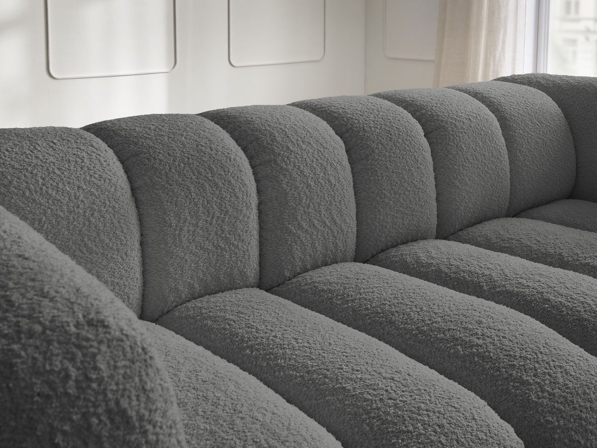 Bobochic Talia Sofa 3-Sitzer Bouclé-Stoff Dunkelgrau