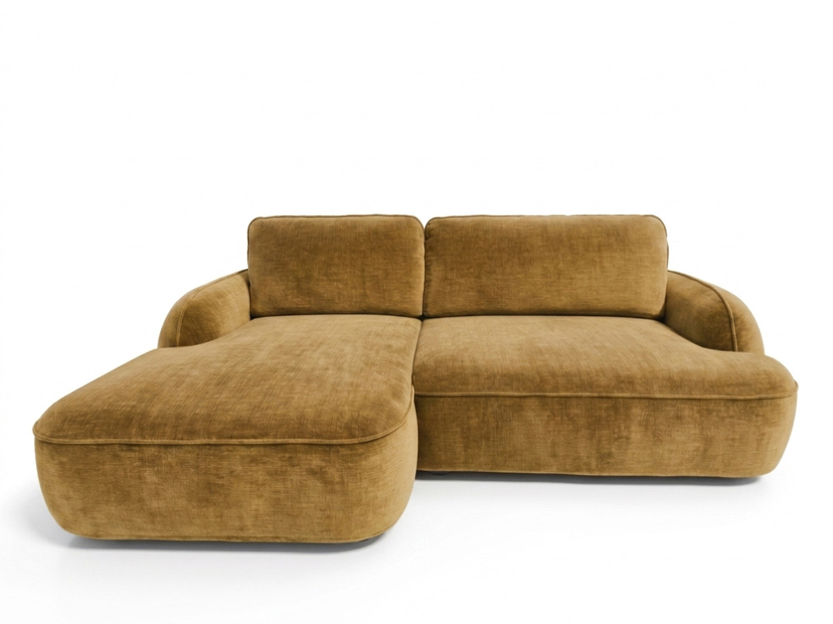 Bobochic Celeste Ecksofa mit Schlaffunktion und Bettkasten Stoff Gelb Ecke links